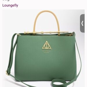 Loungefly Green Satchel with Gold Deathly Hallows Accent